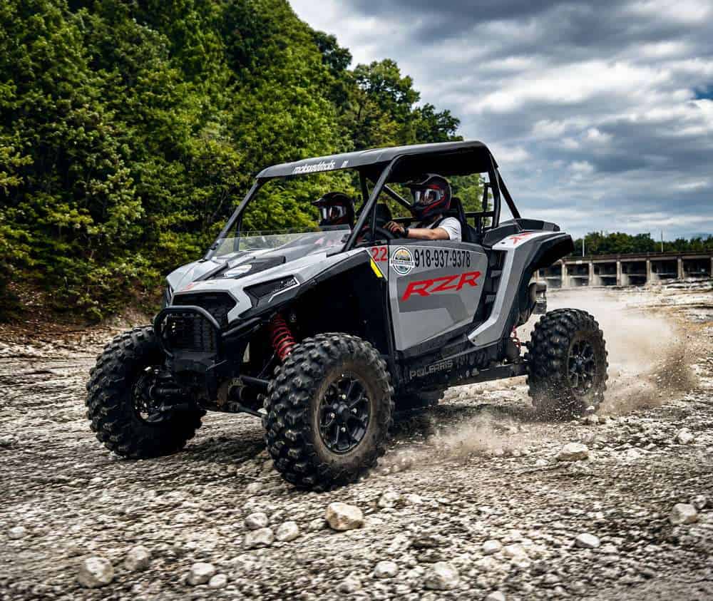 Silver Polaris RZR UTV rental at Grand Lake, Oklahoma