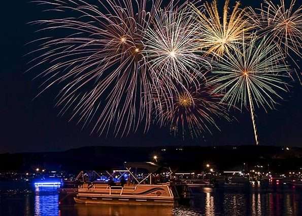 Fireworks over Grand Lake during the Duck Creek Fireworks celebration