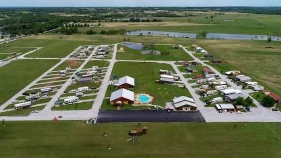 Aerial view of Grand Meridian RV Resort near Grand Lake